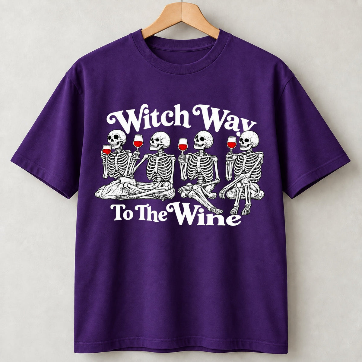 Witch Way To The Wine Skeleton Halloween Shirts