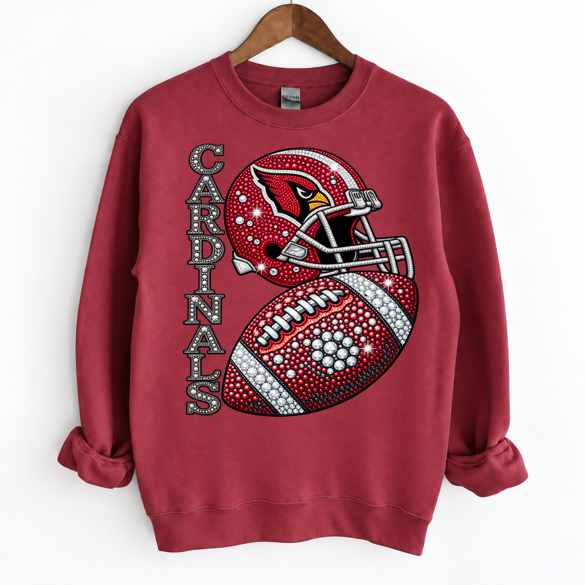 Personalized Football Team Bling Helmet And Ball Sweatshirt