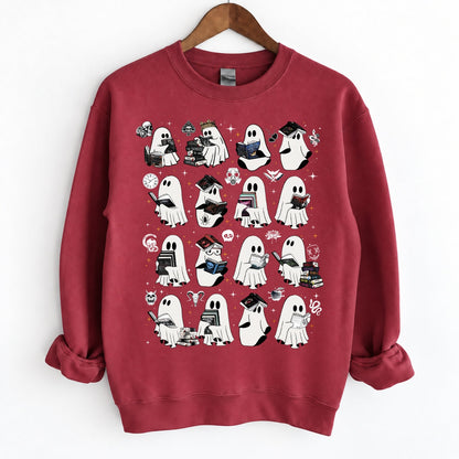 Ghosts Reading Dark Romance Series Books Crewneck