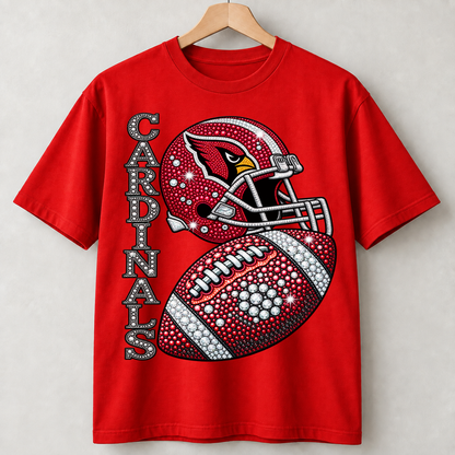 Personalized Football Team Bling Helmet And Ball Graphic T-shirt
