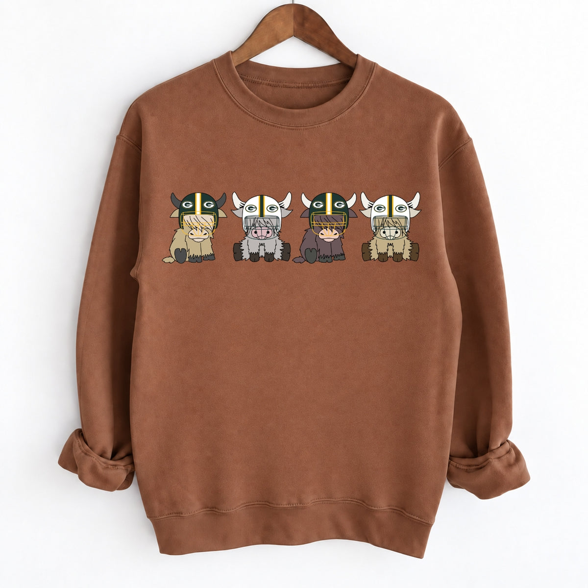 Buffalo Highland Cow Football Crewneck Unisex Sweatshirt