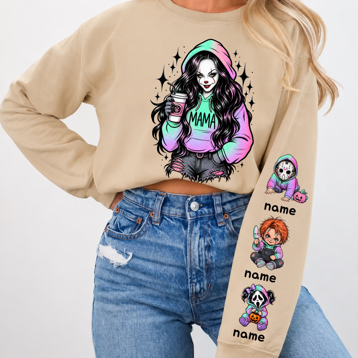 Custom PennyWise Mama Sweatshirt with Kids Name
