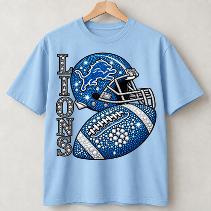 Personalized Football Team Bling Helmet And Ball Graphic T-shirt