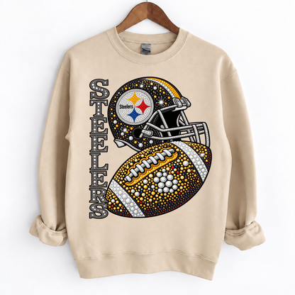 Personalized Football Team Bling Helmet And Ball Sweatshirt