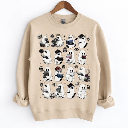 Ghosts Reading Dark Romance Series Books Crewneck