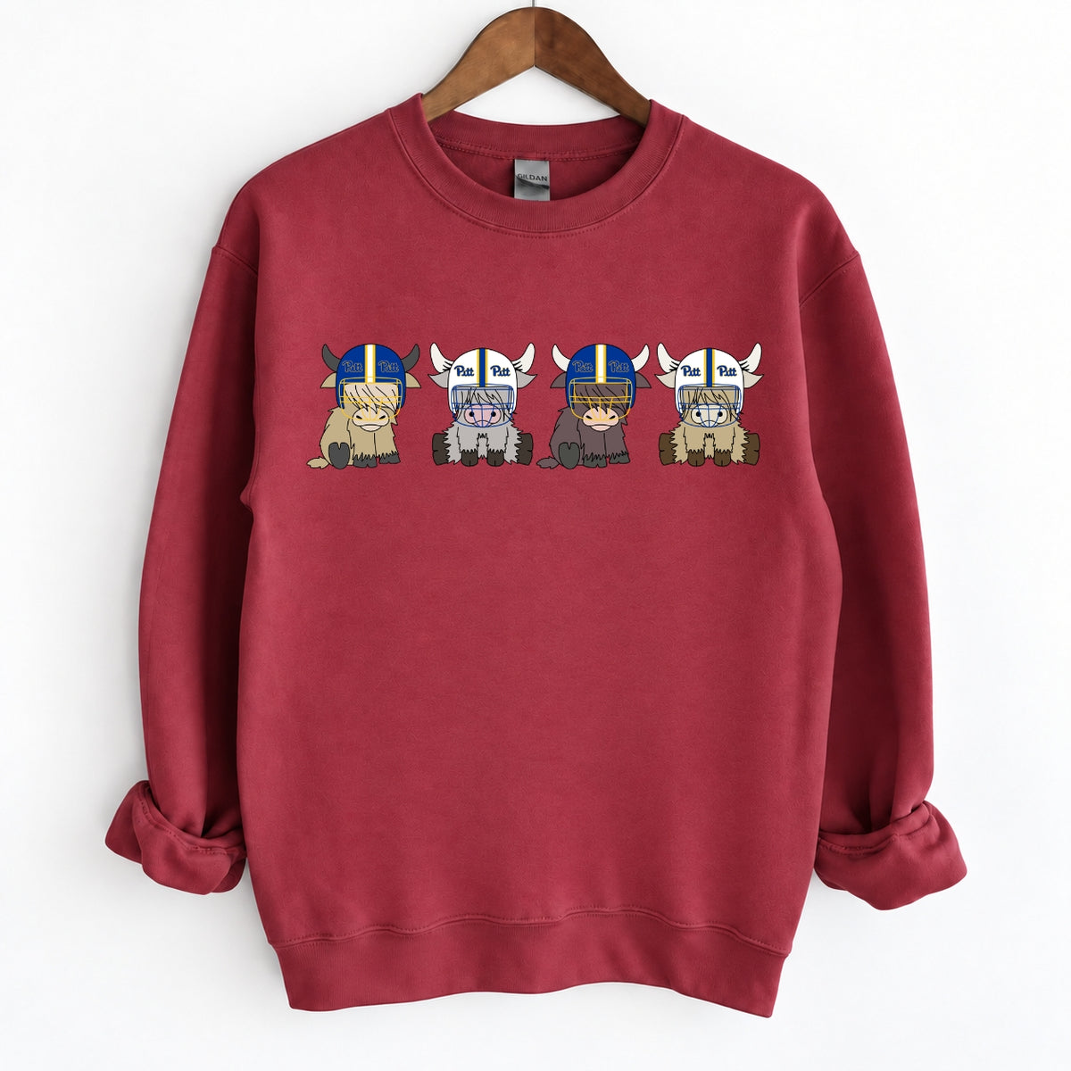 Buffalo Highland Cow Football Crewneck Unisex Sweatshirt