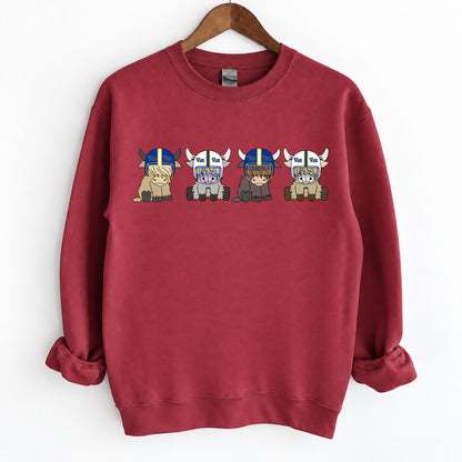 Buffalo Highland Cow Football Crewneck Unisex Sweatshirt