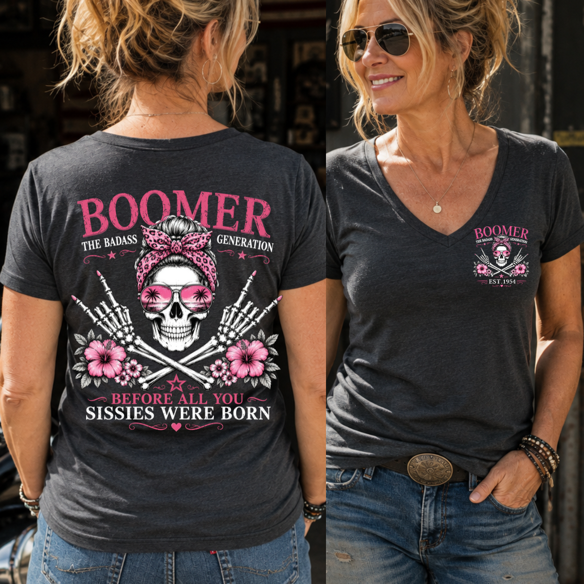 Personalized Boomer The Badass Generation Skull EST Shirts