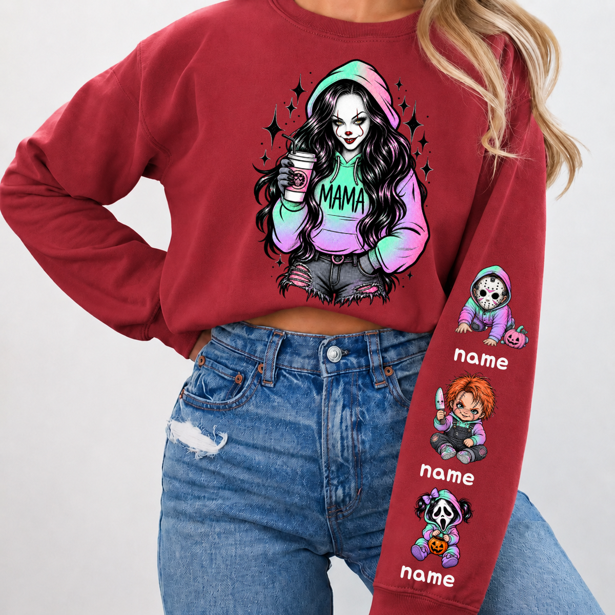 Custom PennyWise Mama Sweatshirt with Kids Name