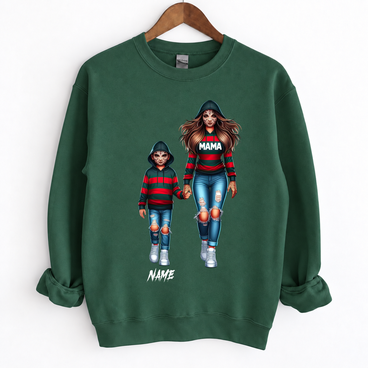 Custom Horror Freddy Krueger Inspired Mom & Kids Matching Hoodie