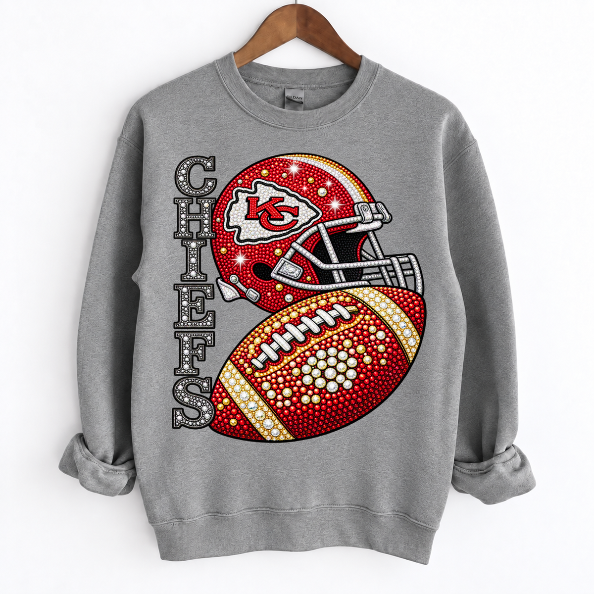 Personalized Football Team Bling Helmet And Ball Sweatshirt