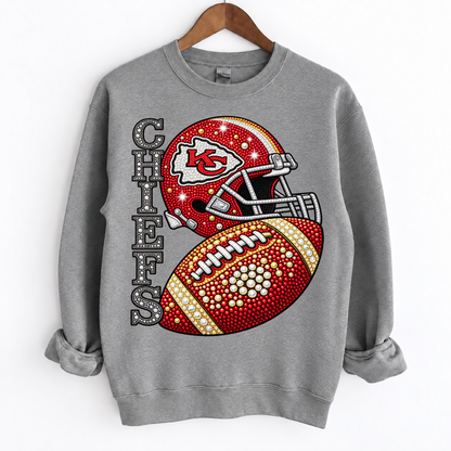 Personalized Football Team Bling Helmet And Ball Sweatshirt
