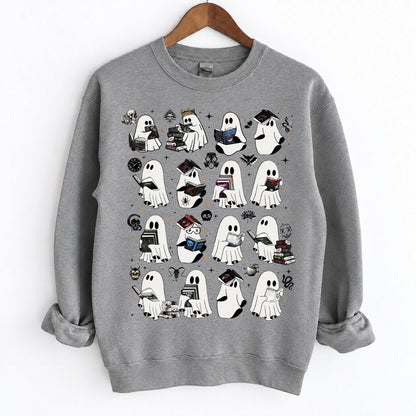 Ghosts Reading Dark Romance Series Books Crewneck