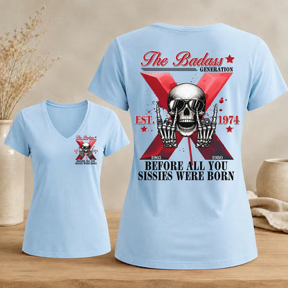 The Badass Generation Custom Year Gen X  Woman's V-neck