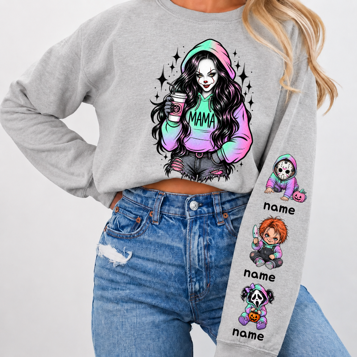 Custom PennyWise Mama Sweatshirt with Kids Name