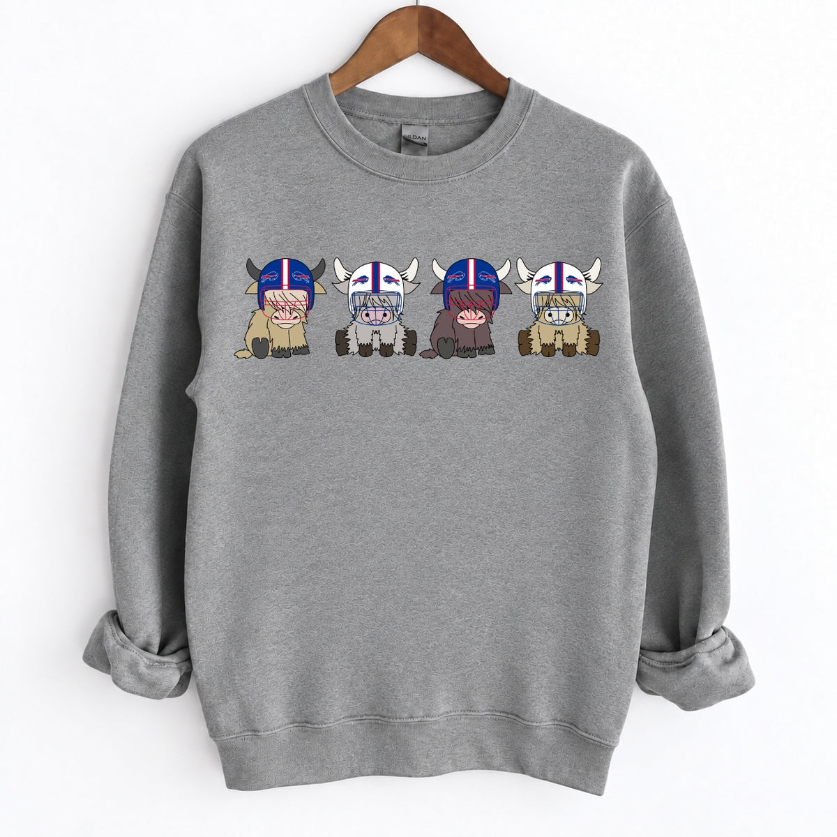 Buffalo Highland Cow Football Crewneck Unisex Sweatshirt