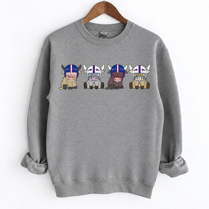 Buffalo Highland Cow Football Crewneck Unisex Sweatshirt