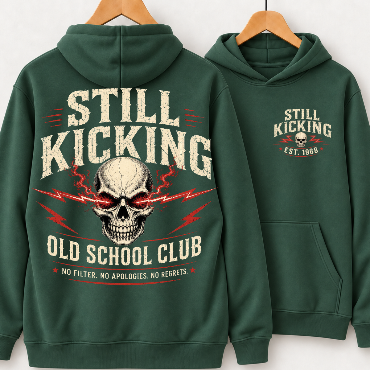 Still Kicking Old School Club No Filter No Apologies No Regrets Skull Shirts