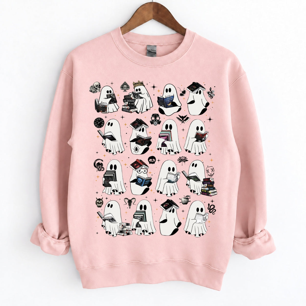 Ghosts Reading Dark Romance Series Books Crewneck