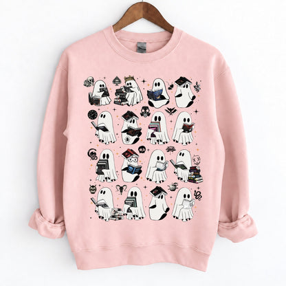 Ghosts Reading Dark Romance Series Books Crewneck