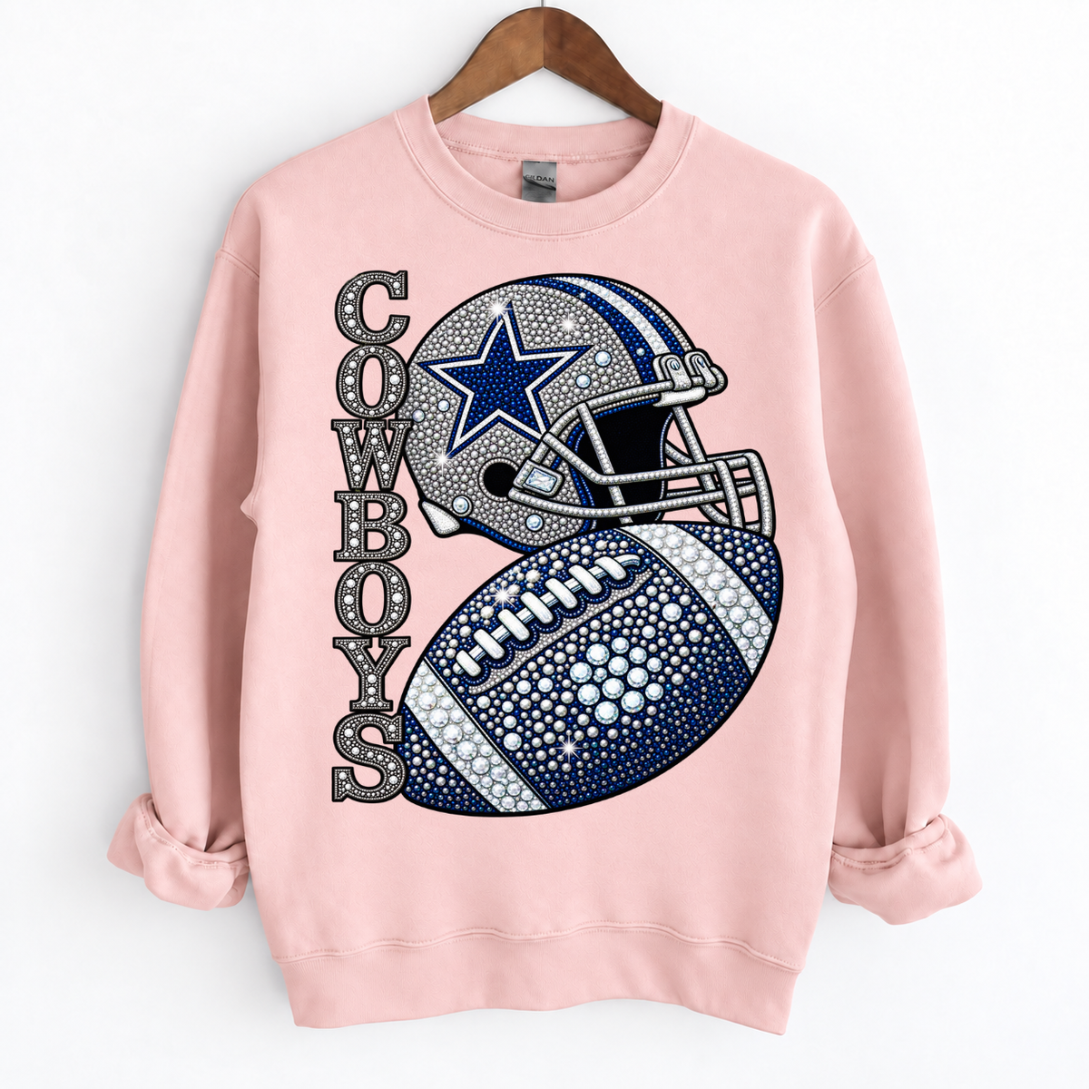 Personalized Football Team Bling Helmet And Ball Sweatshirt
