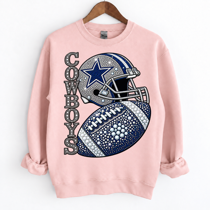 Personalized Football Team Bling Helmet And Ball Sweatshirt