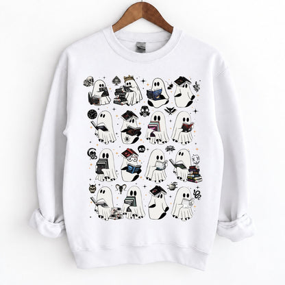 Ghosts Reading Dark Romance Series Books Crewneck