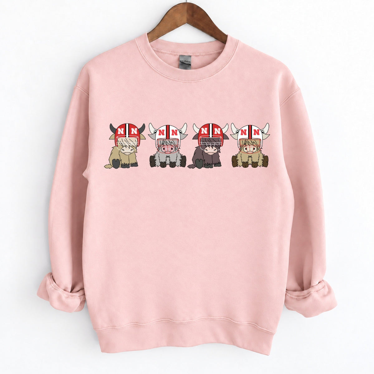 Buffalo Highland Cow Football Crewneck Unisex Sweatshirt