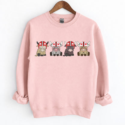Buffalo Highland Cow Football Crewneck Unisex Sweatshirt