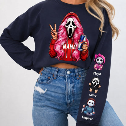 Custom Halloween MAMA Sweatshirt with Kid's Names/Pet's Names on the Sleeve