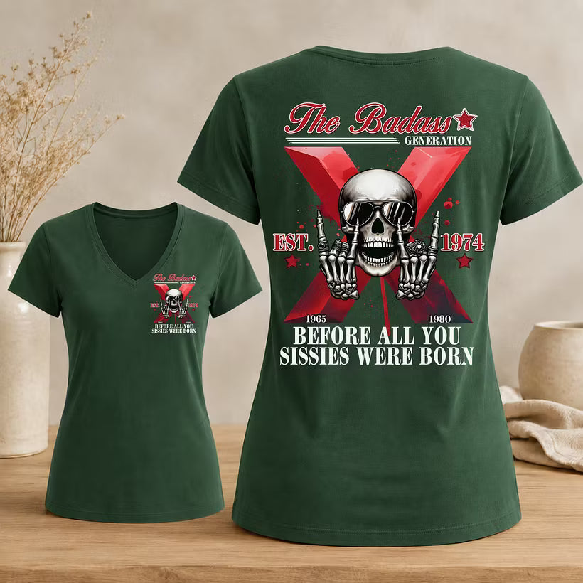 The Badass Generation Custom Year Gen X  Woman's V-neck