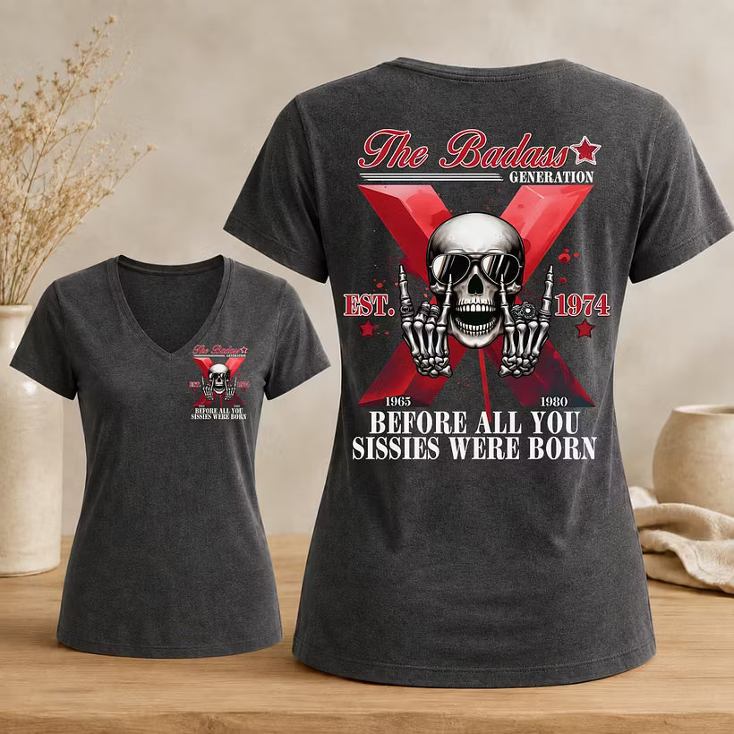The Badass Generation Custom Year Gen X  Woman's V-neck