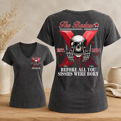 The Badass Generation Custom Year Gen X  Woman's V-neck
