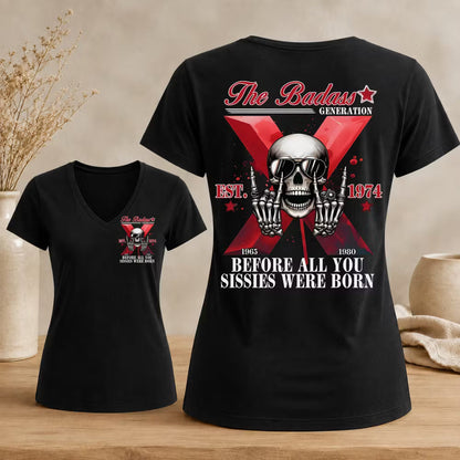 The Badass Generation Custom Year Gen X  Woman's V-neck