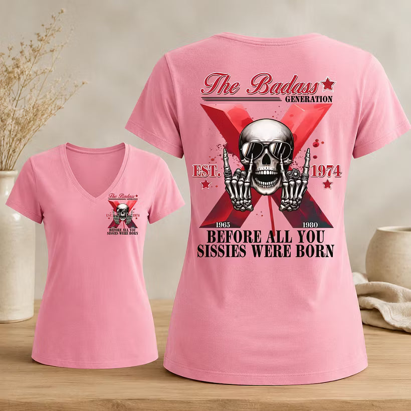 The Badass Generation Custom Year Gen X  Woman's V-neck